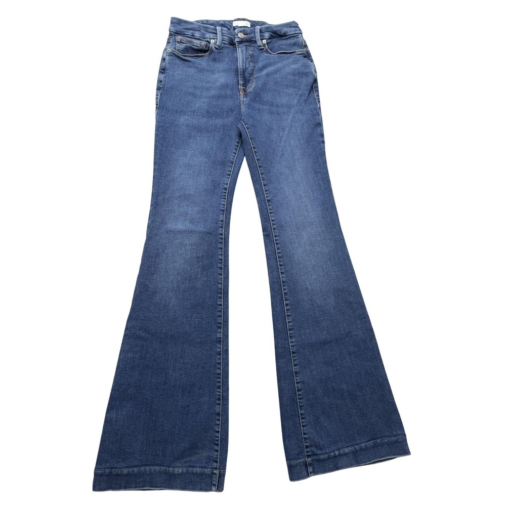 Good American Jeans Womens 28x30 Blue Mid Rise Good Legs Flare Stretch 6/28